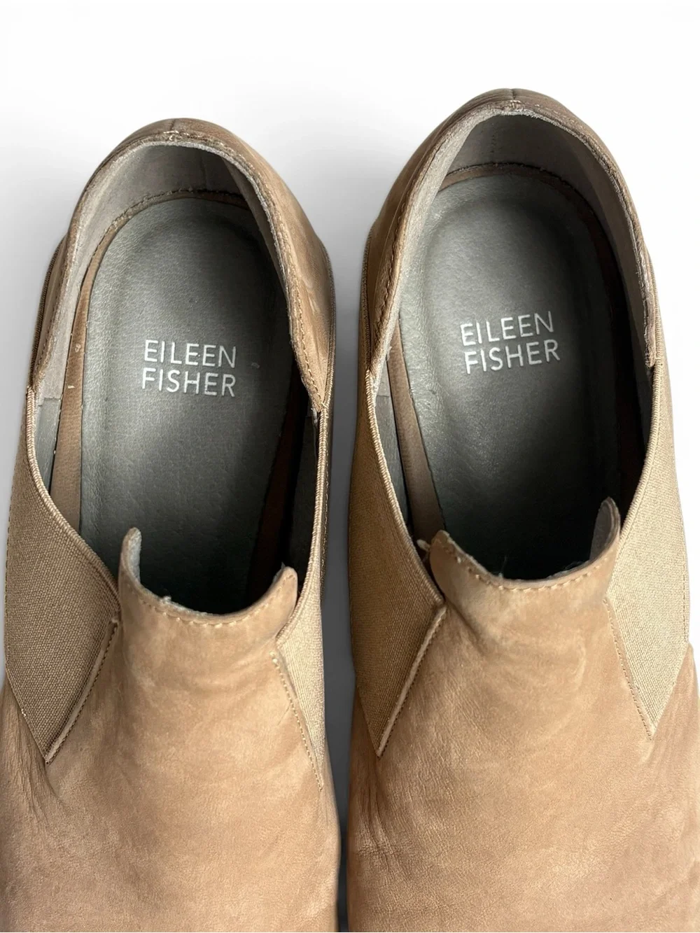 Eileen Fisher Perry Tumbled Nubuck Cutout Booties Tan 9